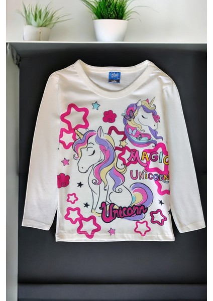 Kız Çocuk Unicorn Temalı Üçlü Takım Kız Çocuk Hırkalı Takım