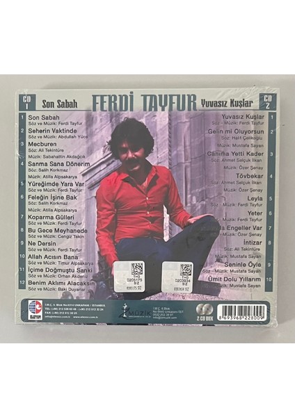 Ferdi Tayfur Son Sabah - Yuvasız Kuşlar Çift CD (Jelatininde Sıfır Orjnal Çift Cd)