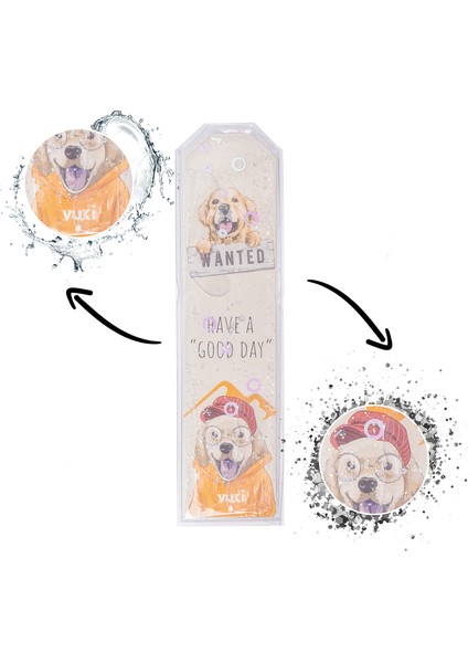 Köpek Desenli Simli Sulu Kitap Ayracı