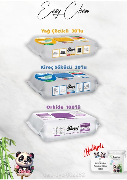 Orkide Bahçesi 100'LÜ Easy Clean, Kireç ve Yağ Çözücü 30'lu ve Rosie Hediye