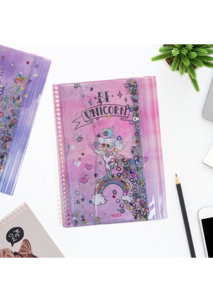 Unicorn Simli ve Sulu Kapaklı Kalem Kutulu A5 Defter