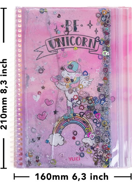 Unicorn Simli ve Sulu Kapaklı Kalem Kutulu A5 Defter