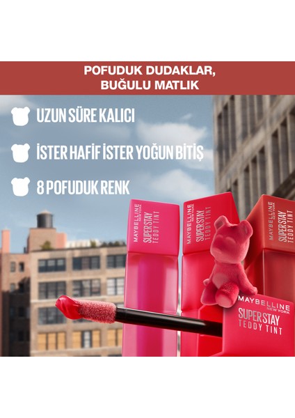 Super Stay Teddy Tint Uzun Süre Kalıcı Likit Mat Tint 40 Petalcore