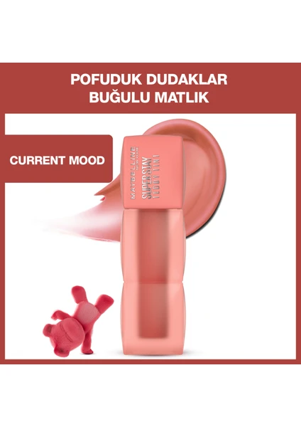 Maybelline New York Super Stay Teddy Tint Uzun Süre Kalıcı Likit Mat Tint 10 Current Mood