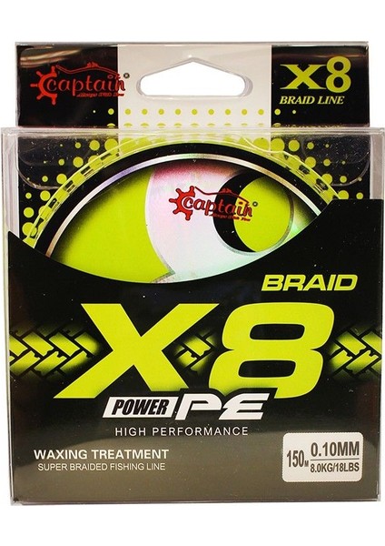 X8 Power Pe 0.10 mm 150M Lemon Yellow 8 Örgü Ip Misina 8.16KG Çeker
