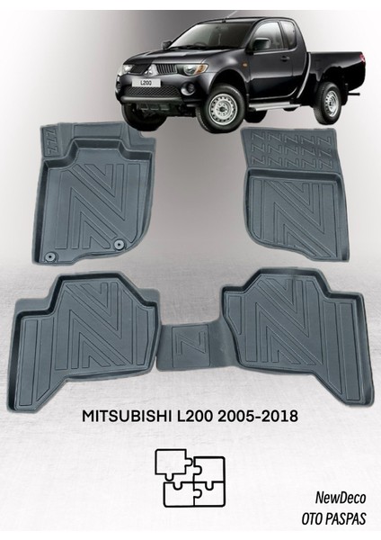 NewDeco Mitsubishi L200 2005-2018 Için 5,5d Carbon Style Havuzlu Paspas - Tpe Malzeme