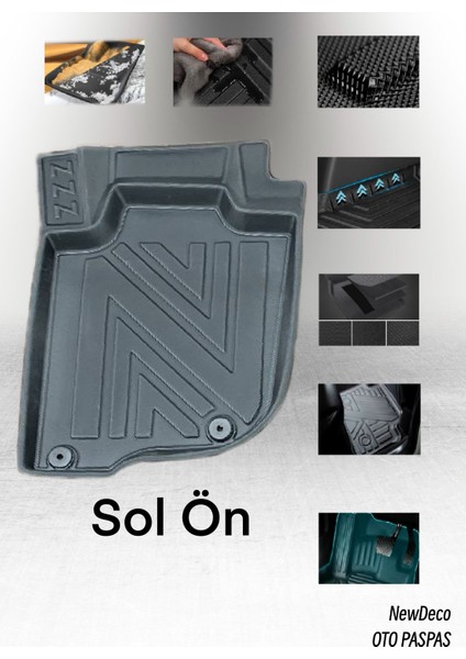 NewDeco Mitsubishi L200 2005-2018 Için 5,5d Carbon Style Havuzlu Paspas - Tpe Malzeme