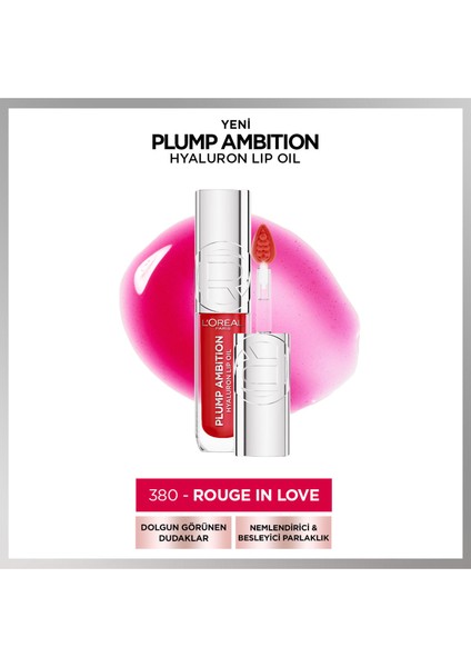 Plump Ambition Hyaluron Lip Oil Besleyici ve Nemlendirici Dudak Parlatıcısı - 380 Rouge In Love