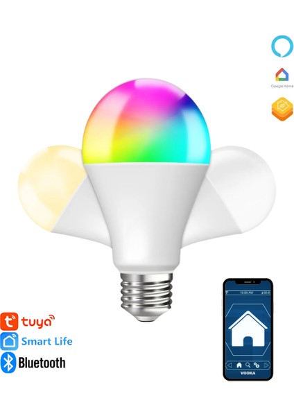 Akıllı Ampül 9W Mobil Uygulama Kontrollü Rgb Renkler Gece Lambası Çocuk Odası Dekoratif