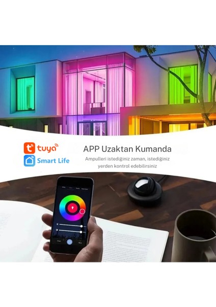 Akıllı Ampül 9W Mobil Uygulama Kontrollü Rgb Renkler Gece Lambası Çocuk Odası Dekoratif