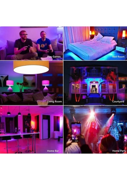 Akıllı Ampül 9W Mobil Uygulama Kontrollü Rgb Renkler Gece Lambası Çocuk Odası Dekoratif