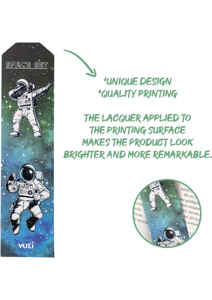 Astronot Desenli Kağıt Kitap Ayracı