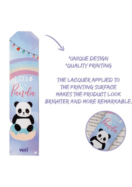 Panda Desenli Kağıt Kitap Ayracı