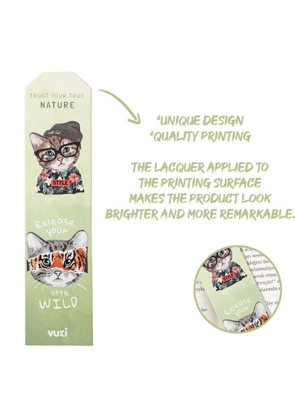 Kedi Desenli Kağıt Kitap Ayracı