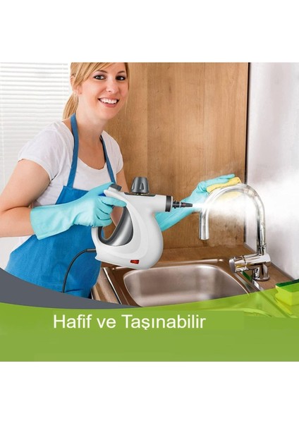Doğal Basınçlı Buharlı Temizleyici 12 Aparatlı Çok Amaçlı Ev Zemin, Döşeme Derz ve Araba Temizleme fırsatları