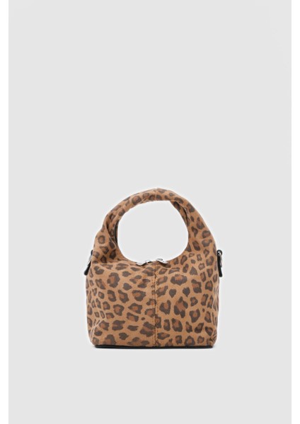 Axy Süet Çapraz Çanta Leopar Desen