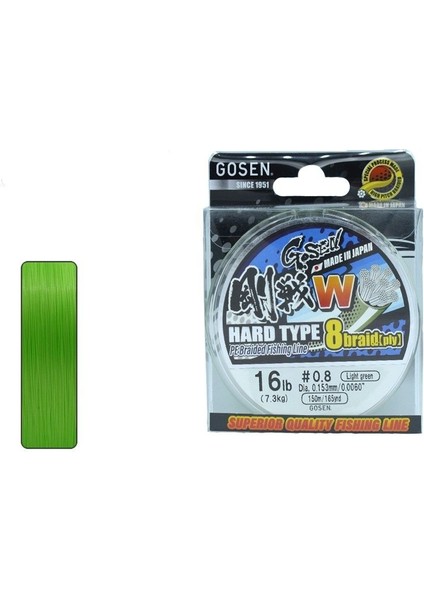 W8 Hard Type 0.4 Pe 150M A.yeşil 8 Örgü Ip Misina 0.104 mm 4.5kg Çeker