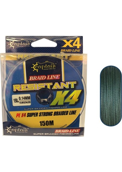 Resistant Pe 0.10 mm 150M Yeşil 4 Kat Ip Misina 6.7kg Çeker