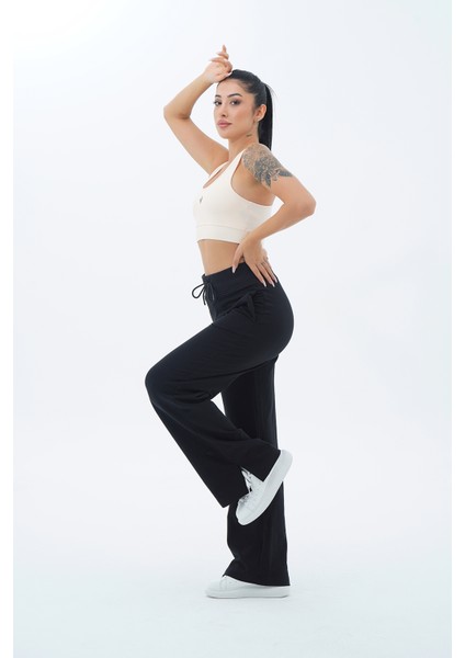 Daily Core - Siyah Yüksek Bel Bol Paça Kadın Palazzo Eşofman Altı indirimleri