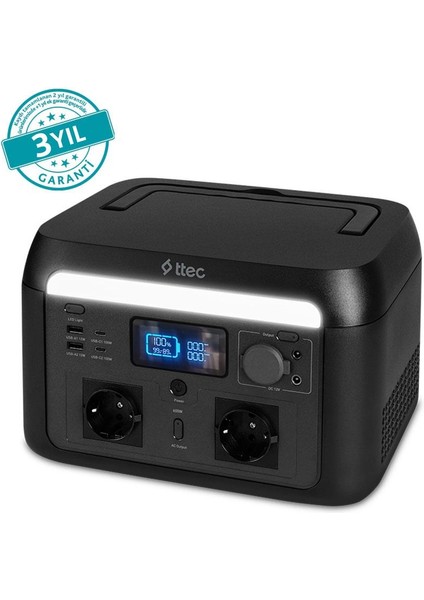 Powermax Pro 512WH 600W,AC220V,ÇAKMAK ŞARJ,DC5521,USB-A,PD 100W Usb-C Taşınabilir Güç Istasyonu