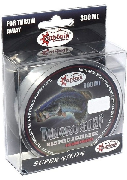 Tanako Surf 0.30 Mm 300m Beyaz Monofilament Misina 12.48kg Çeker