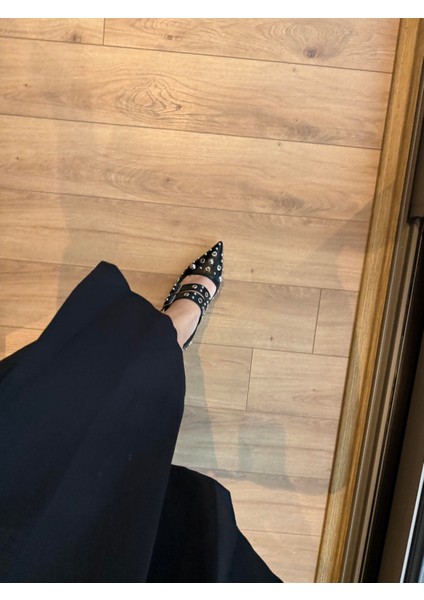 Metalik Süslemeli Topuklu Ayakkabı Siyah modelleri