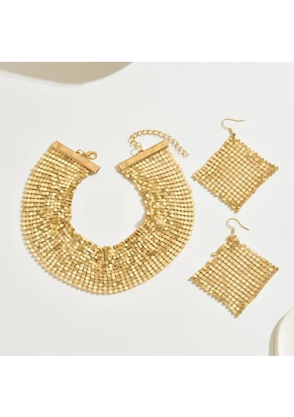 Gold Payet Model Choker Kolye Küpe Set fırsatları