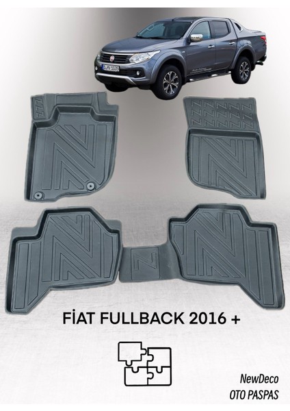 NewDeco Fiat Fullback 2016 ve Sonrası Için 5,5d Carbon Style Havuzlu Paspas - Tpe Malzeme