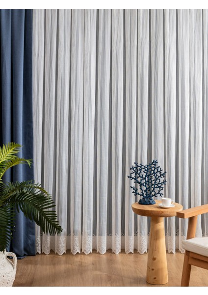 Kullanıma Hazır Jane Desen (1x3) Sık Pileli Tül Perde