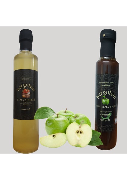 Doğal Elma Sirkesi 500 ml + Doğal Yeşil Elma Ekşisi 350 gr