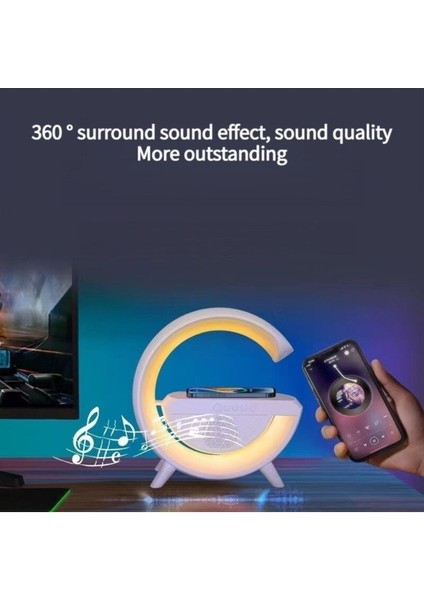 Şarj Özellikli Masa Lambası Kablosuz Gece Lambası 3-In1 Gökkuşağı Model Bluetooth Hoparlör Özellikl