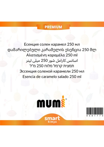 Premium Tuzlu Karamel Mum Esansı 250 ml fiyatları