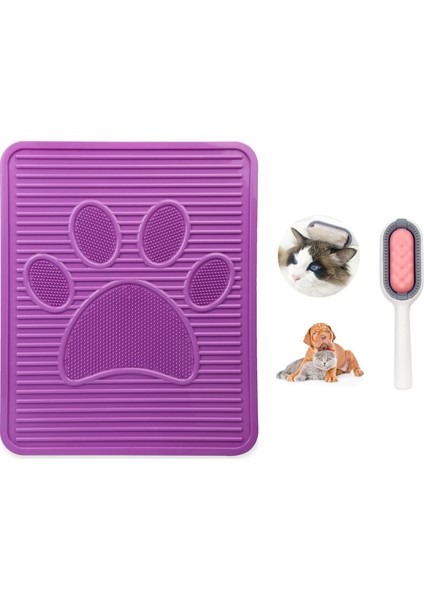 Kedi Paspası + Kedi Fırçası Lüx Set Tuvalet Önü Paspası 42X51CM