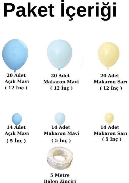 Doğum Günü Konsepti *açık Mavi*makaron Sarı*makaron Mavi* 100 Lü Balon Zinciri Parti Seti