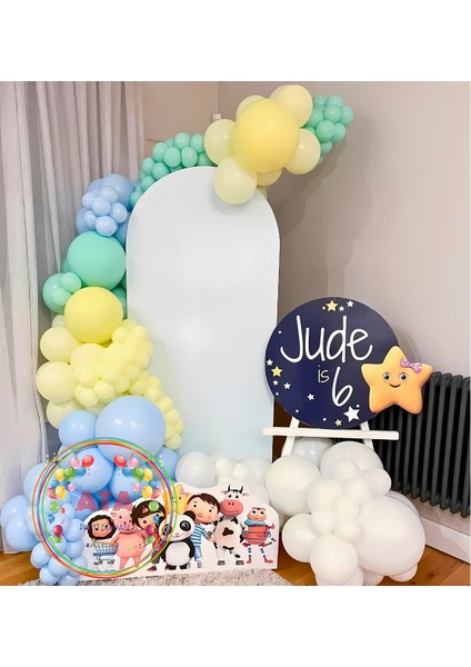 Doğum Günü Konsepti *mavi*sarı*beyaz*makaron Yeşil* 100 Lü Balon Zinciri Parti Seti