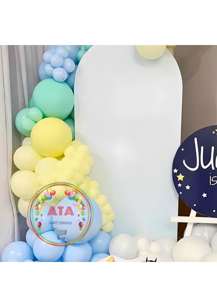 Doğum Günü Konsepti *mavi*sarı*beyaz*makaron Yeşil* 100 Lü Balon Zinciri Parti Seti