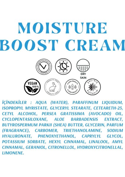 Hyaluronik Asit & Aloe Vera İçeren Nemlendirici ve Yenileyici Yüz Kremi - Moisturizing Boost Cream