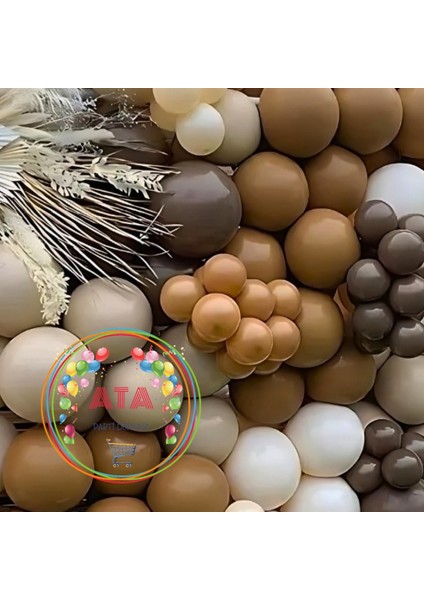 Doğum Günü Konsepti *çikolata Kahve*karamel*deniz Kumu*beyaz* 100 Lü Balon Zinciri Parti Seti modelleri