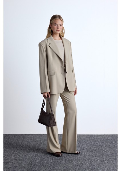 Flare Paça Klasik Pantolon Bej indirimleri