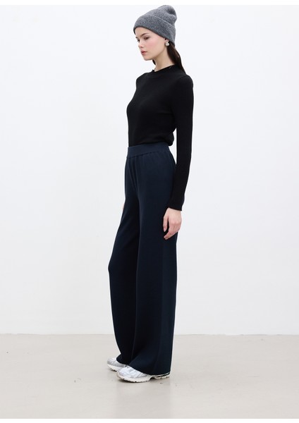 Düz Paça Triko Pantolon Lacivert
