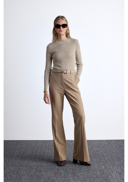 Flare Paça Klasik Pantolon Camel