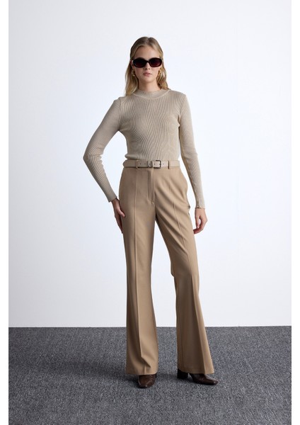 Flare Paça Klasik Pantolon Camel