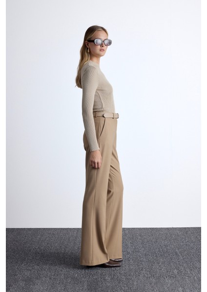 Flare Paça Klasik Pantolon Camel