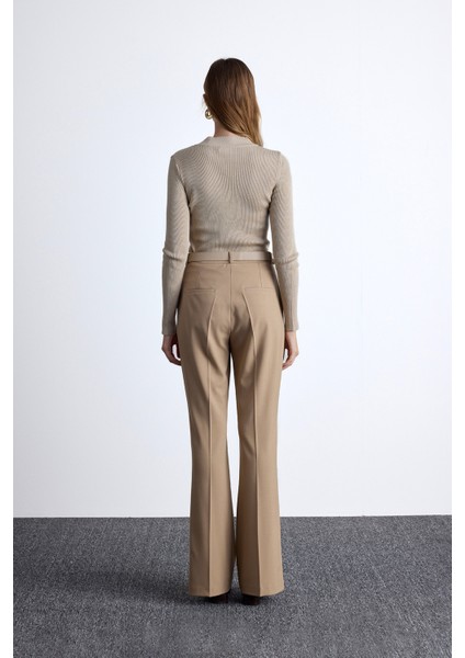 Flare Paça Klasik Pantolon Camel