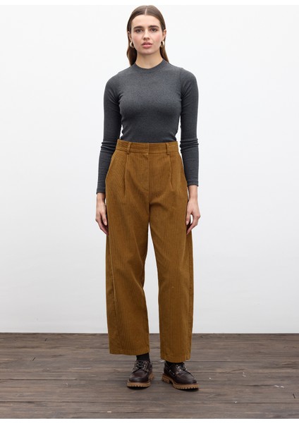 Fitilli Kadife Baggy Pantolon Kiremit