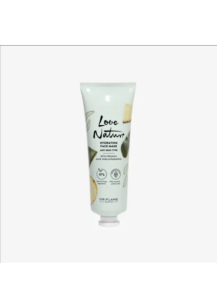 Love Nature Organik Aloe Vera ve Ananaslı Nemlendirici Yüz Maskesi
