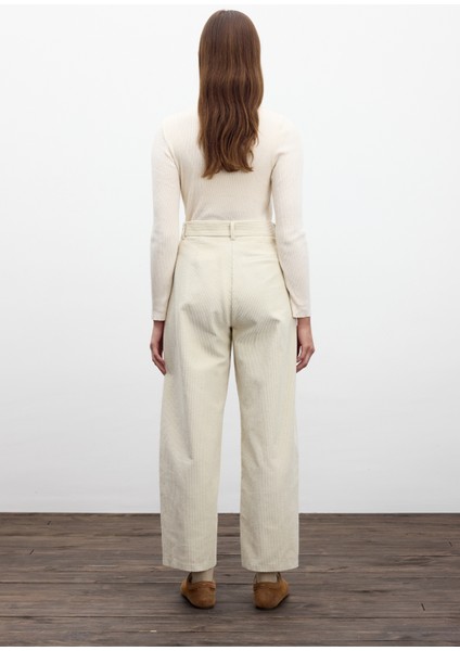 Fitilli Kadife Baggy Pantolon Vanilya