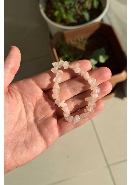 Açık Pembe Kuvars Doğal Taş Bileklik