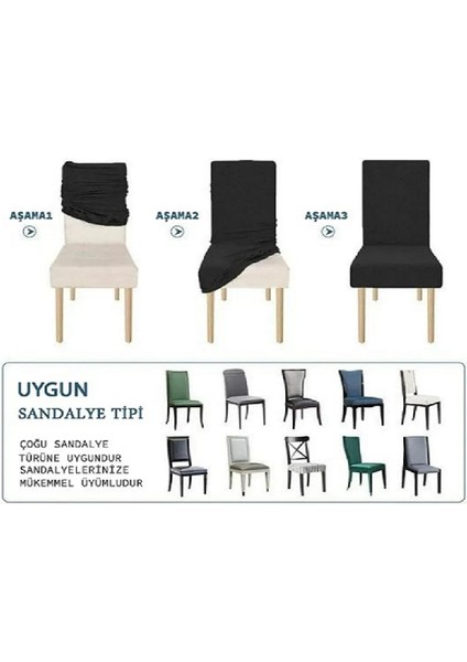 Jakarli Sandalye Örtüsü Şal Desen Yüksek Esnekli Sandalye Kılıfı( 6 Adet)