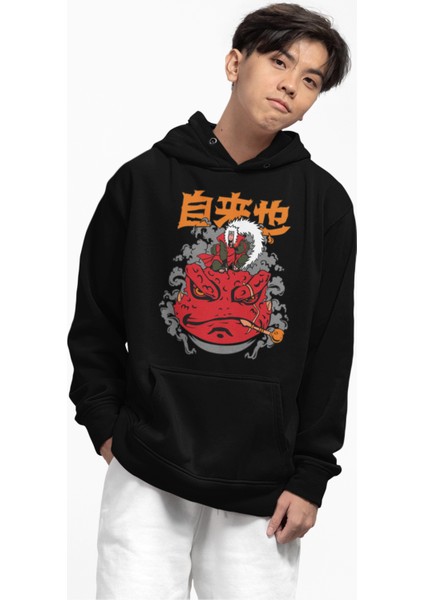 Naruto Jiraiya Baskılı Kapüşonlu Sweatshirt, Unisex Oversize Anime Baskılı Hoodie